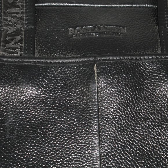 Bostanten Black Leather Messenger Shoulder Bag - Picture 5 of 13